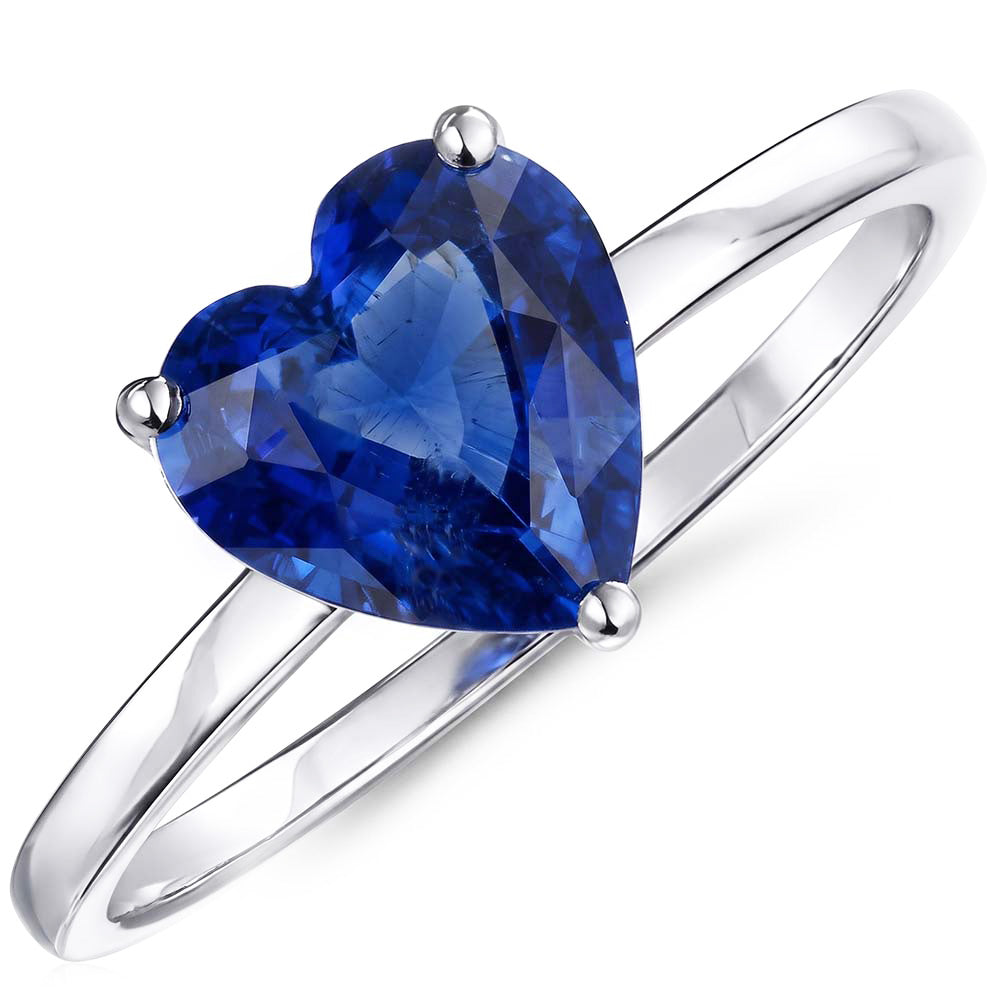 Herz Solitaire Sri Lanka Saphir Ring 2,50 Karat Weißgold 14K