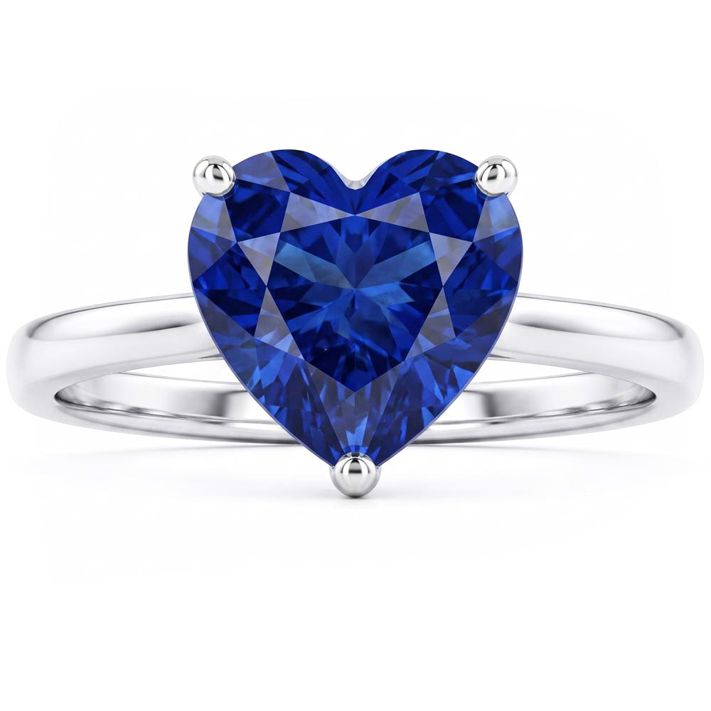 Herz Solitaire Sri Lanka Saphir Ring 2,50 Karat Weißgold 14K