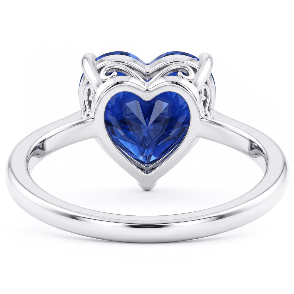 Herz Solitaire Sri Lanka Saphir Ring 2,50 Karat Weißgold 14K