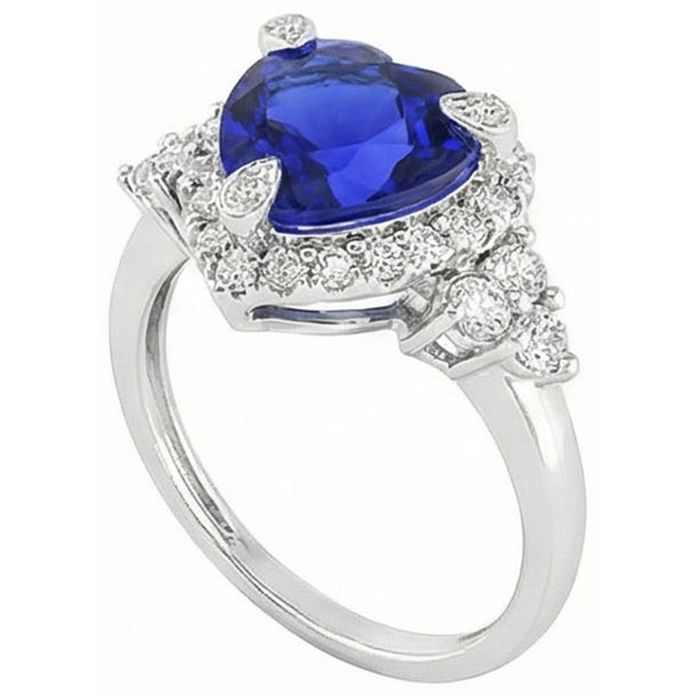 Herz Sri Lanka Saphir Runde Aus der Erde Abgebauter Natürlicher Diamanten 8.26 ct. Ring Gold Weiß 14K