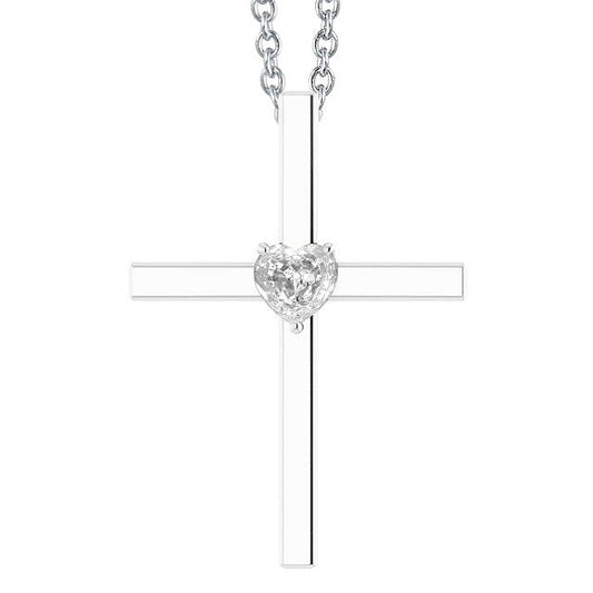 Herz alter Bergmann Cross Echt Diamant Anhänger 1 Karat Rutsche mit Kette