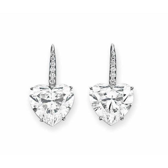 Herz & runder Natürliche Diamant-Ohrring Weißgold 3 Karat
