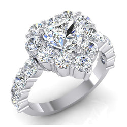 Herzförmiger Halo-Verlobungsring für Damen mit echtem Diamant