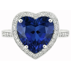 Herzförmiger Sri Lanka Blauer Saphir & Aus der Erde Abgebauter Natürlicher Diamantring 7,76 Karat WG 14K