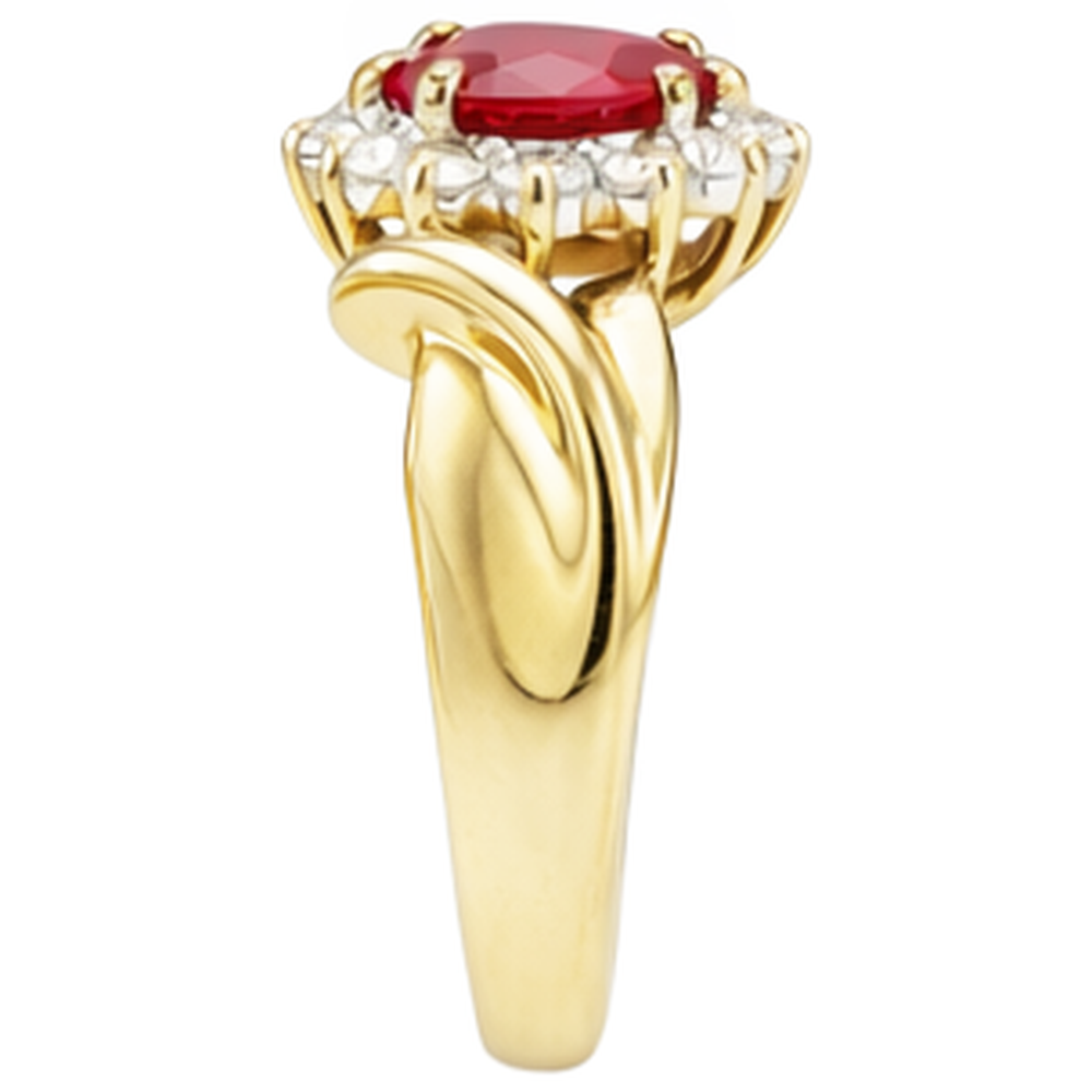 Herzförmiger roter Rubin-Aus der Erde Abgebauter Natürlicher Diamant-Ring 2,15 Karat Gelbgold 14K