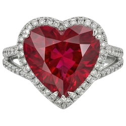 Herzschliff 7.75 Karat Roter Rubin Aus der Erde Abgebauter Natürlicher Diamantring Weißgold 14K