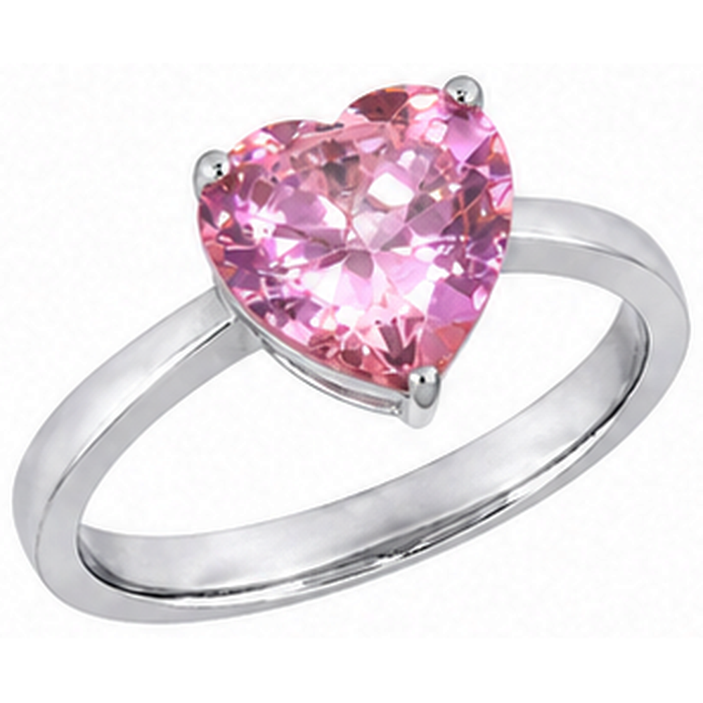 Herzschliff Solitärring 3 Karat Rosa Saphir 14K Weißgold Neu