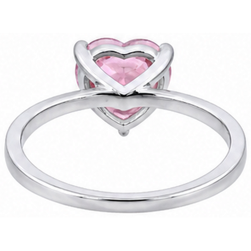 Herzschliff Solitärring 3 Karat Rosa Saphir 14K Weißgold Neu