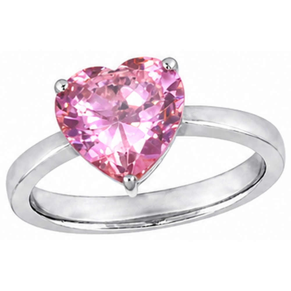 Herzschliff Solitärring 3 Karat Rosa Saphir 14K Weißgold Neu