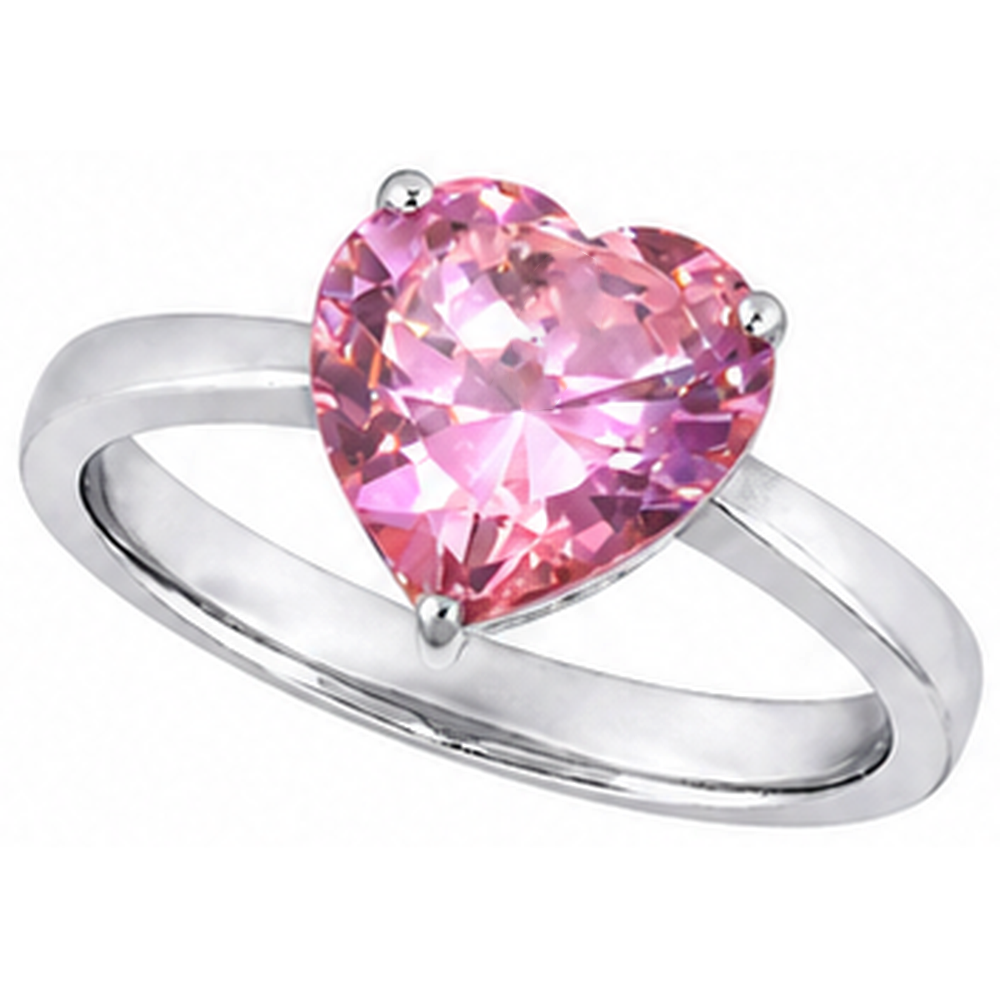 Herzschliff Solitärring 3 Karat Rosa Saphir 14K Weißgold Neu