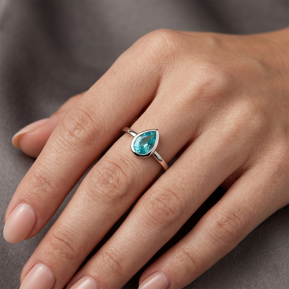 Hochwertiger Neon Paraiba Schmuckstein-Ring 1 Karat – 14K