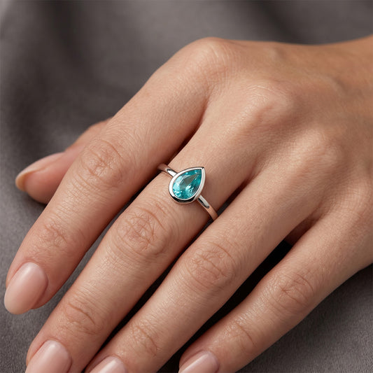 Hochwertiger Neon Paraiba Schmuckstein-Ring 1 Karat – 14K