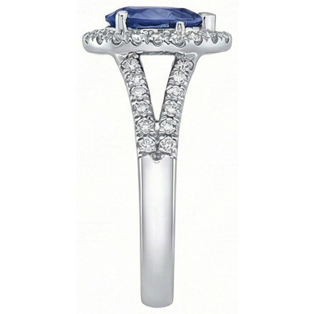 Hochzeit Halo Ring Birne Ceylon Saphir Doppelschaft 2,50 Karat