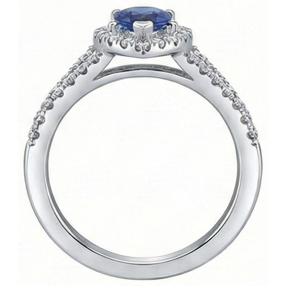 Hochzeit Halo Ring Birne Ceylon Saphir Doppelschaft 2,50 Karat