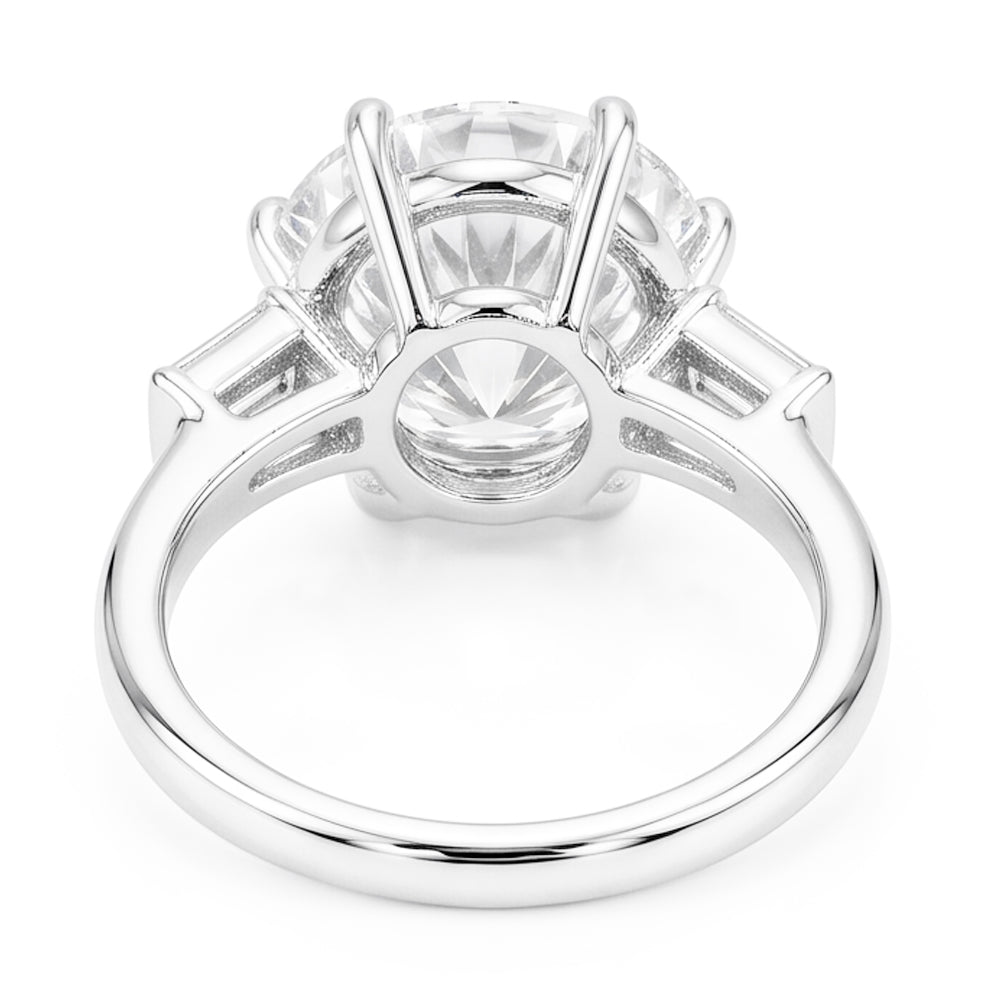 Hochzeitsring mit drei Steinen im Altschliff rund & Baguette Echt Aus der Erde Abgebauter Natürlicher Diamanten 3,25 Karat