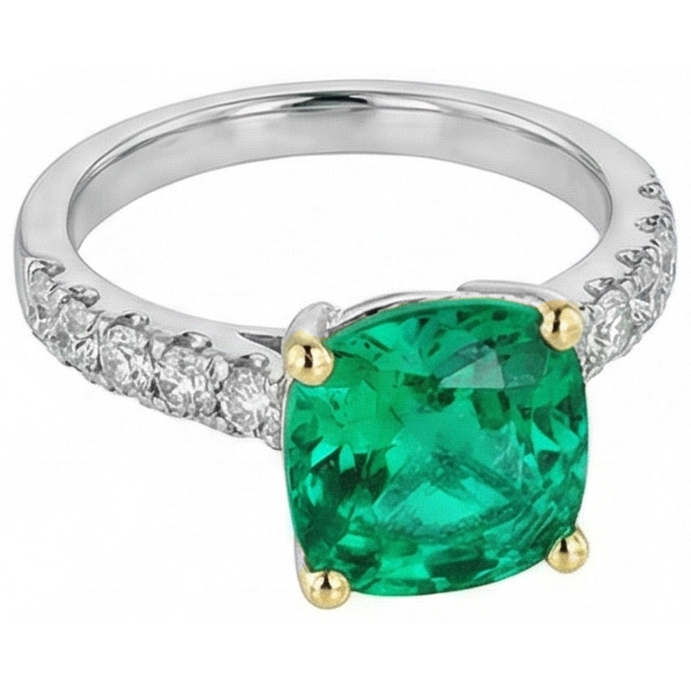 Brillanter Kolumbianischer Smaragd Edelstein-Ring 5 Karat – Schrägansicht