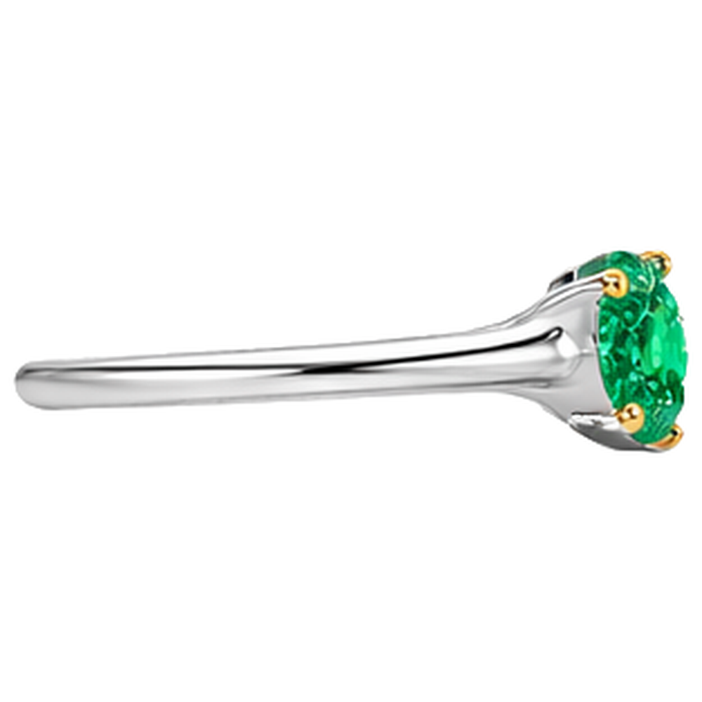 Smaragd Brillantschliff Schmuckstein-Ring in 14 Karat Zweifarbig Gold – Draufsicht
