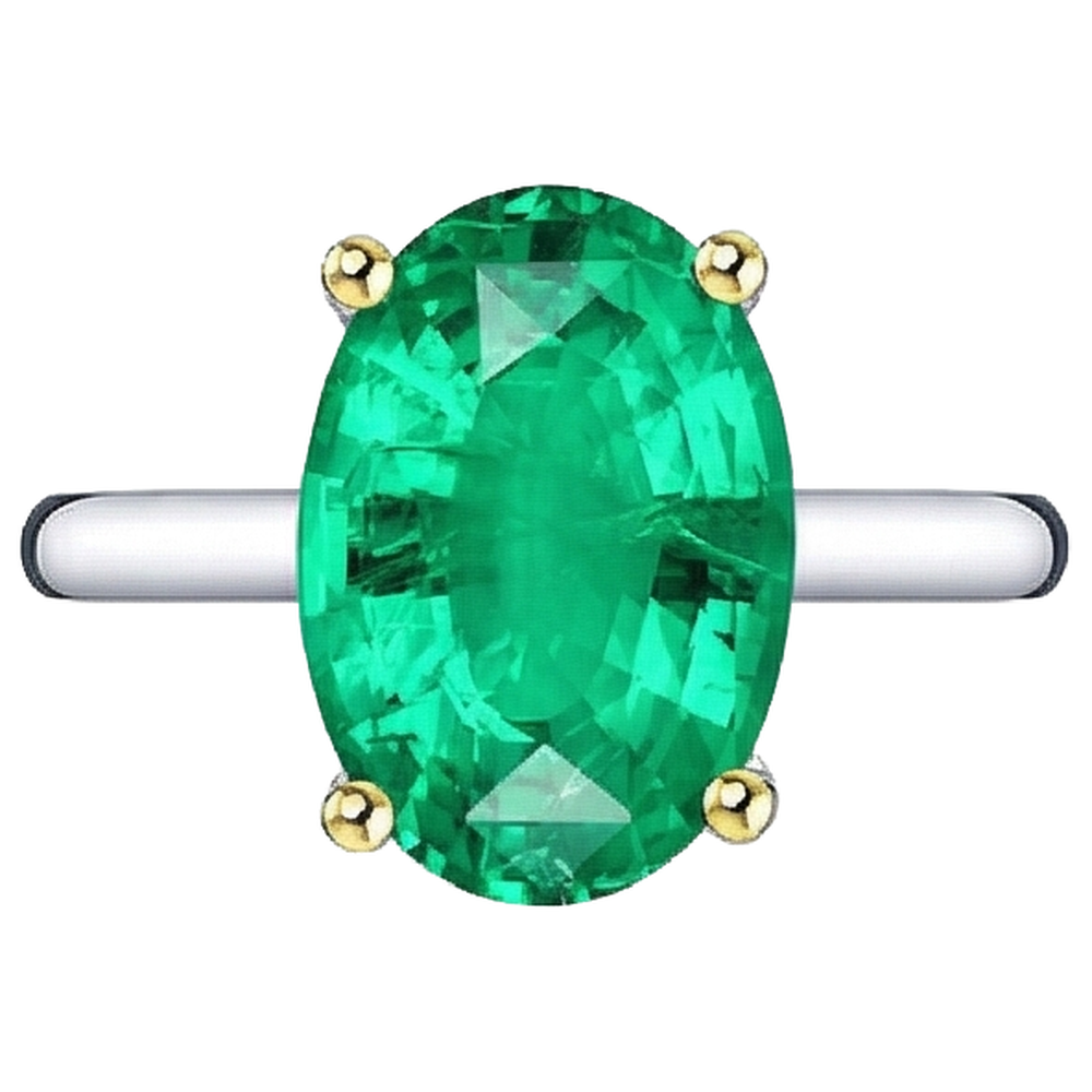 Edelstein-Ring Zweifarbiges 14K Gold mit Smaragd – Schrägansicht