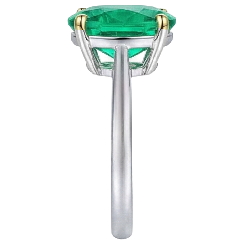 Smaragd Edelstein-Ring 5-Karat Zweifarbiges 14K Gold – Profilansicht