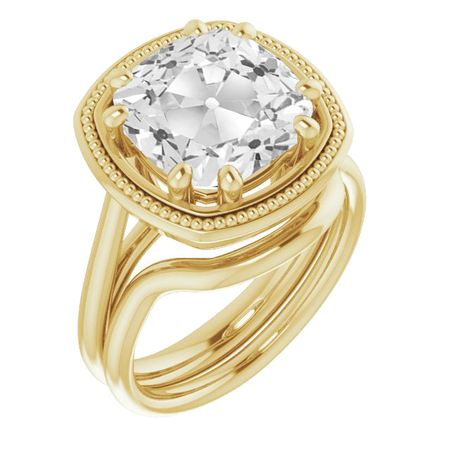 Brillant Cushion Brautring in 14K Gelbgold – Hauptansicht