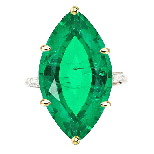 Schmuckstein-Ring Zweifarbiges 14K Gold mit Kolumbianischer Smaragd – Hauptansicht