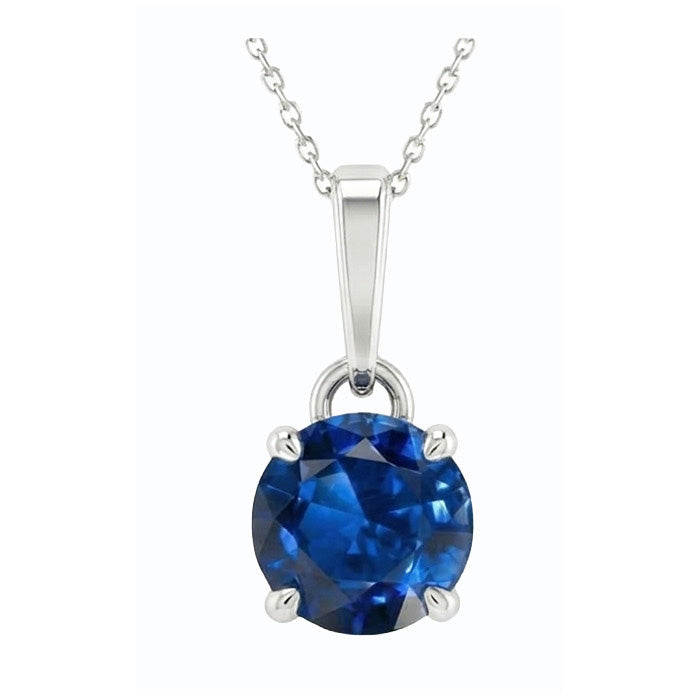 Royalblauer Saphir Stein-Halskette – Seitenansicht