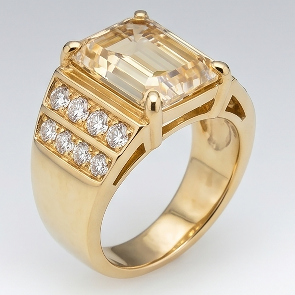 IGI-Zertifiziert Herren-Ring – Edler Diamant 8 Karat 10K Yellow