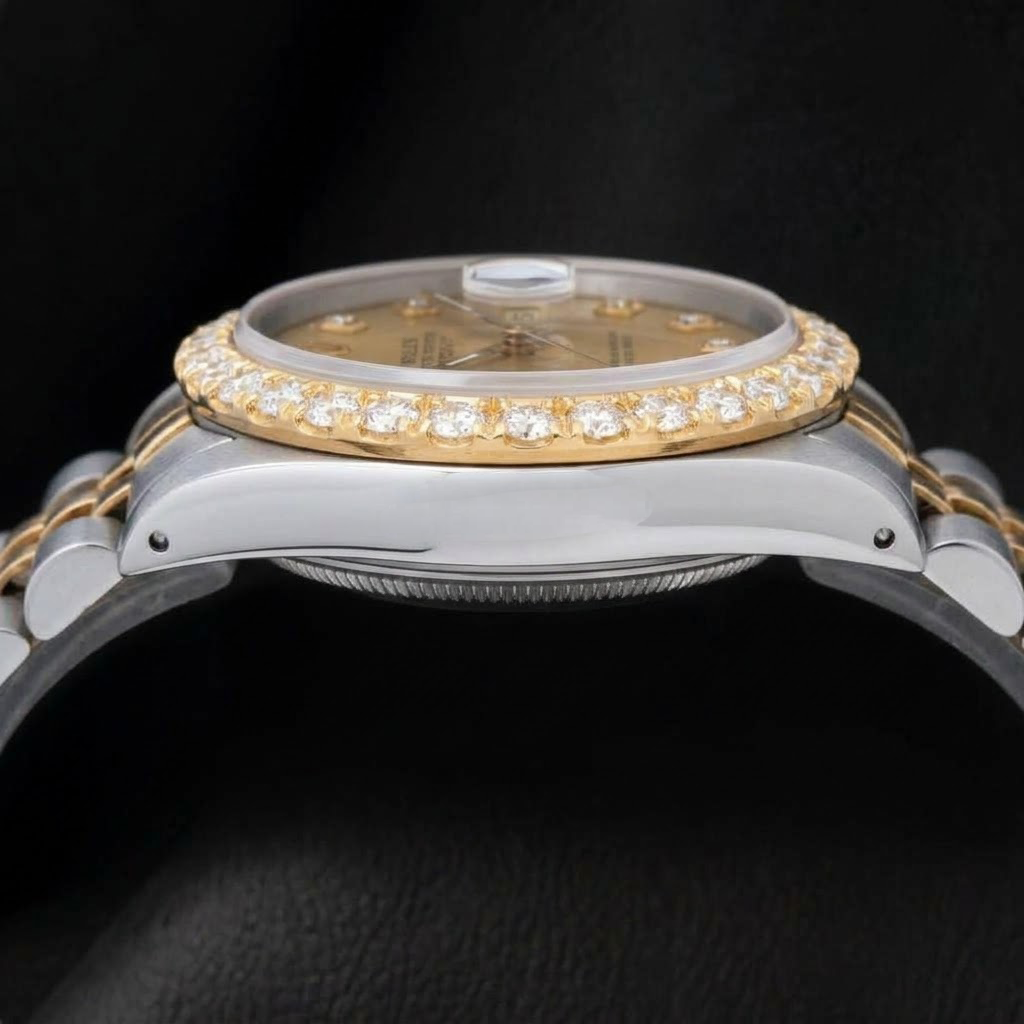 Rolex 6827 Datejust 31 mm Champagner-Diamantzifferblatt Bicolor Uhr
