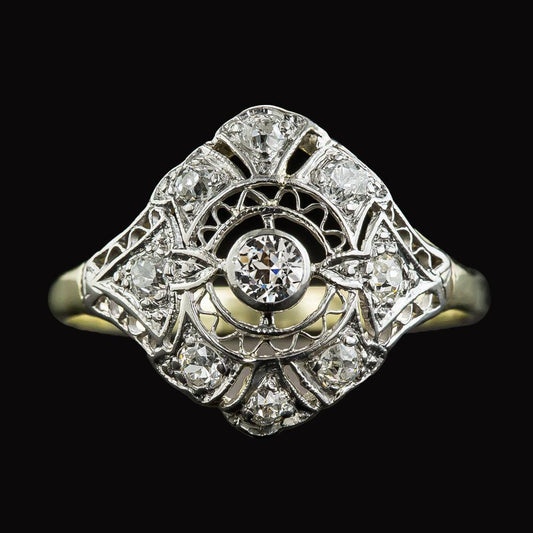 Jahrgang-Stil Runder alter Minenschliff Echt Diamantring 2 Karat 14K Gold