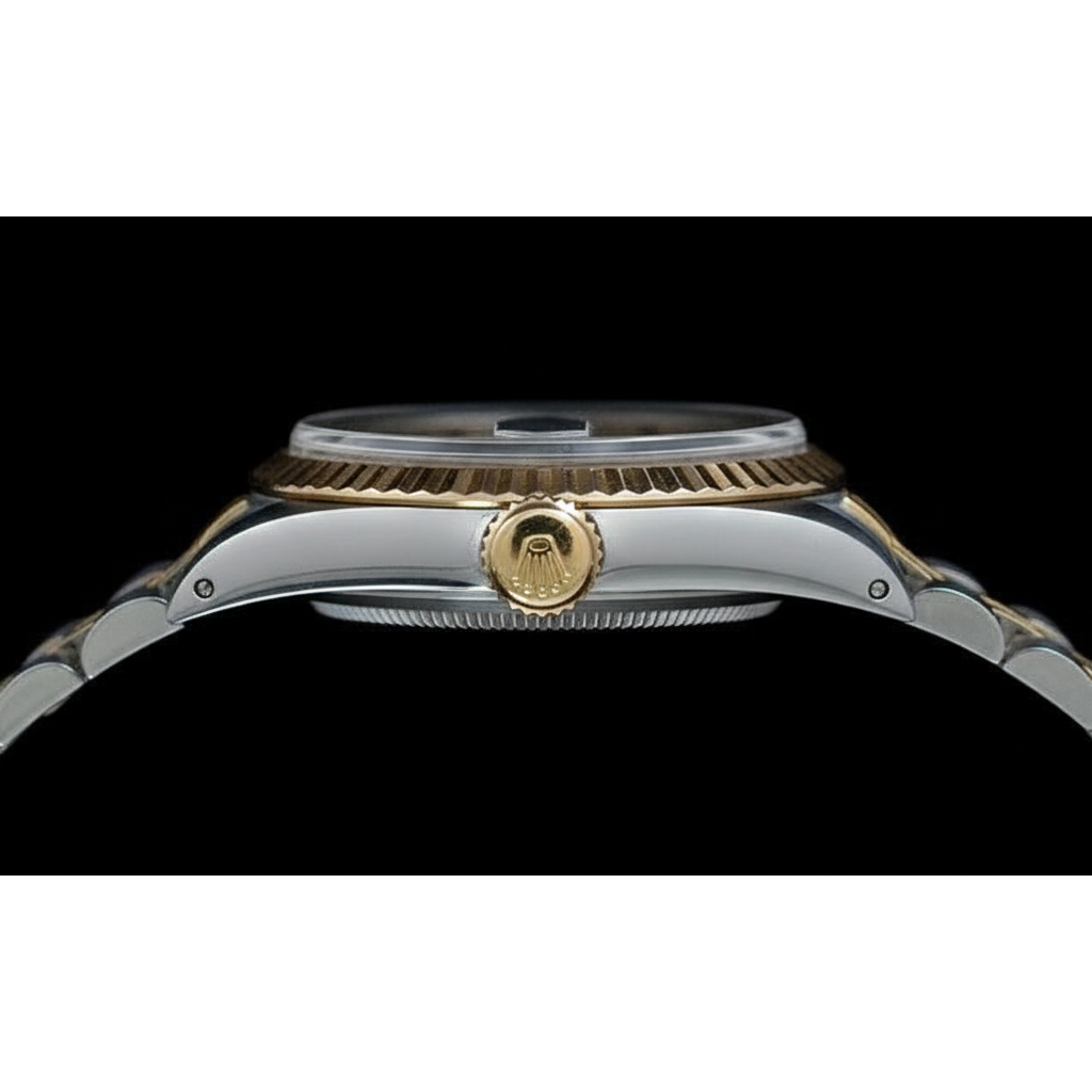 Jubiläums-Rolex-Damenuhr aus Edelstahl und Gelbgold mit Stock-Zifferblatt von Datejust