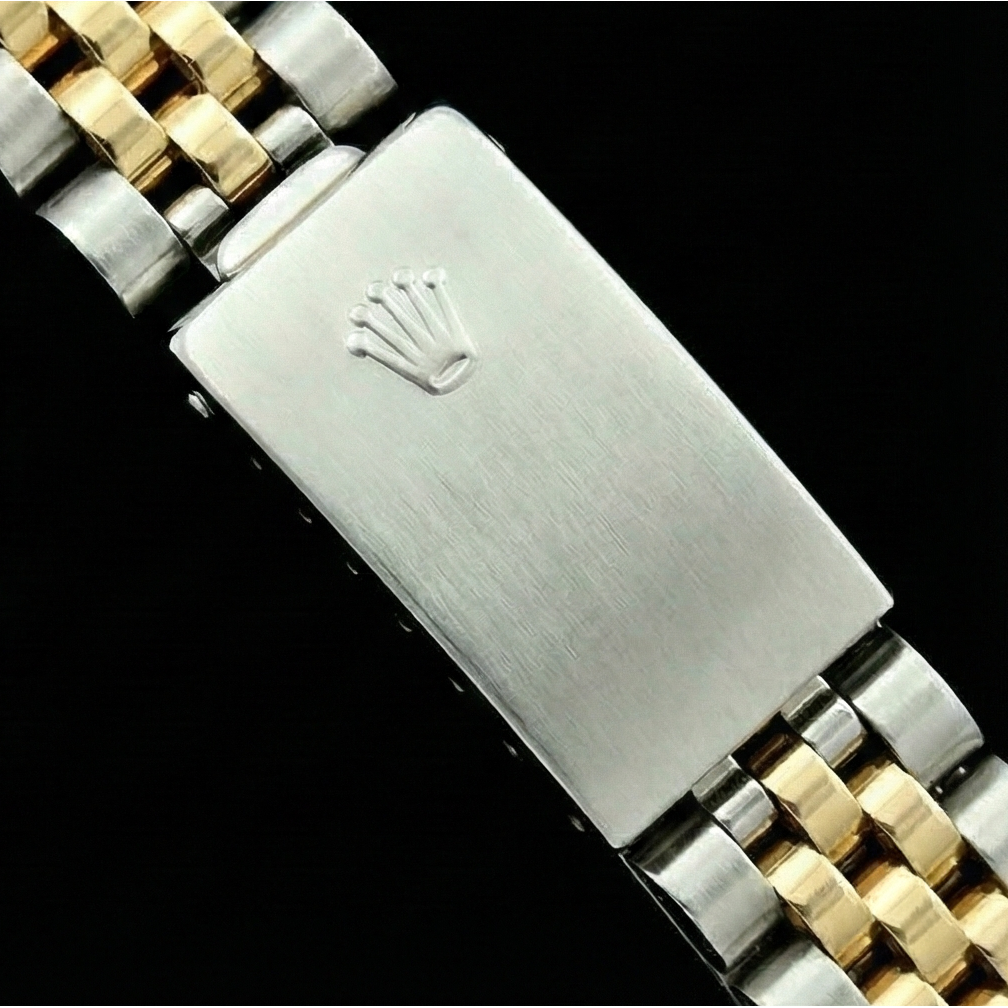 Jubiläums-Rolex-Damenuhr aus Edelstahl und Gelbgold mit Stock-Zifferblatt von Datejust