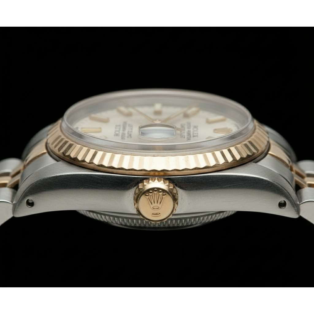 Jubiläums-Rolex Datejust aus Edelstahl und Gelbgold, weiße Datejust-Damenuhr