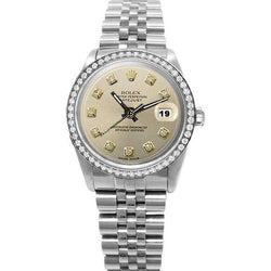 Jubiläumsuhr Rolex Date Just aus Edelstahl mit Lünette und Lünette