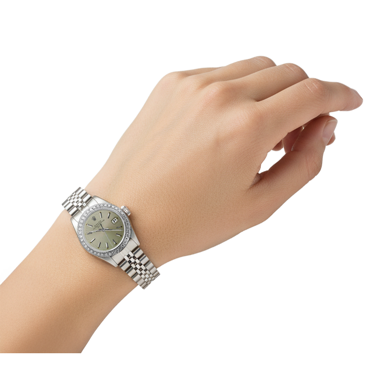 Jubiläumsuhr aus Edelstahl mit Aus der Erde Abgebauter Natürlicher Diamantlünette und grauem Stick-Zifferblatt P2