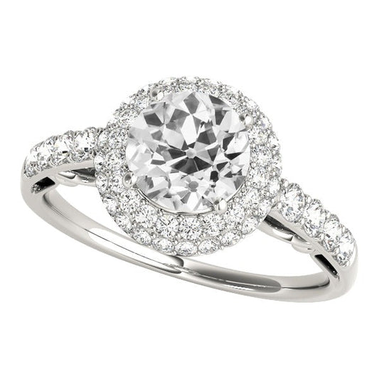 Jubiläum Halo Ring Old Cut Runden Echt Diamants 5 Karat Goldschmuck