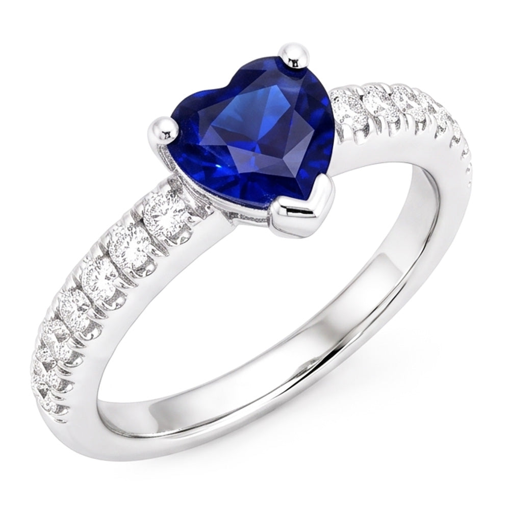 Jubiläums-Edelstein-Ring Herz Saphir mit Natürlicher Diamant ( nicht im Labor gezüchtet )akzenten 2 Karat