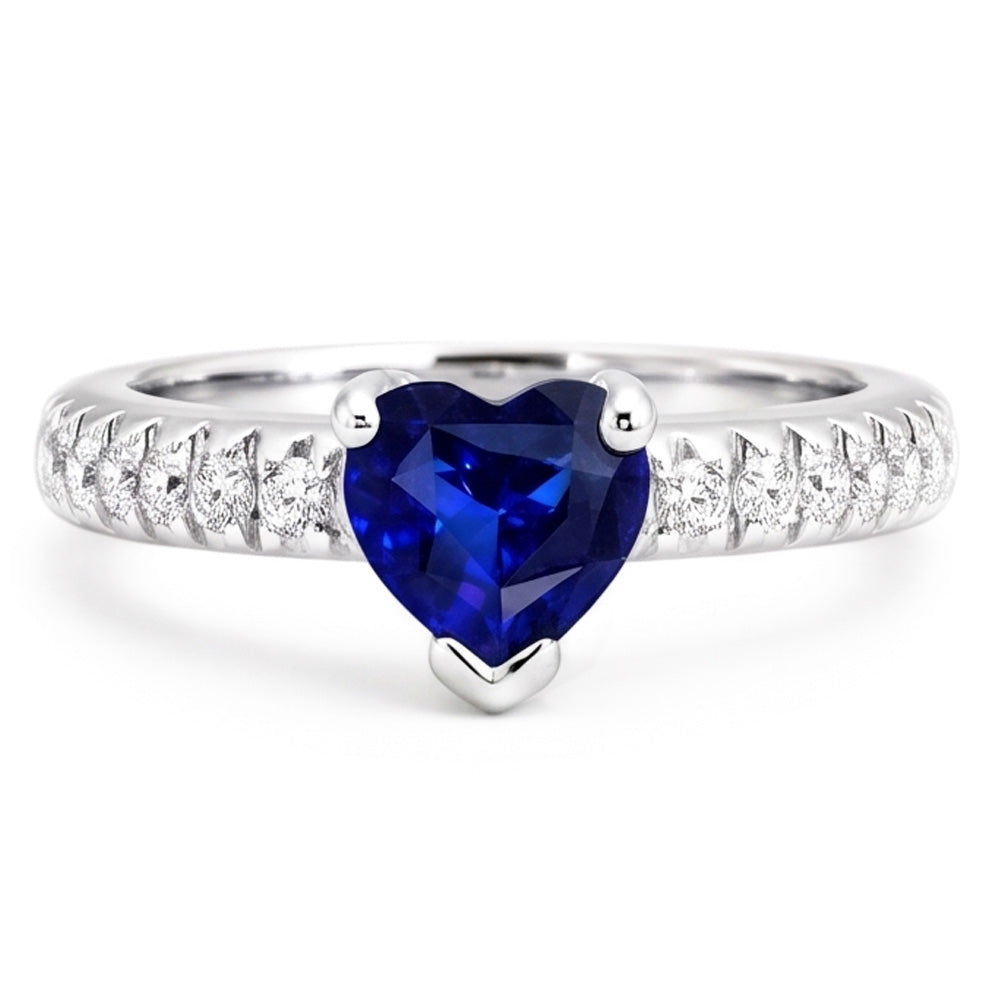 Jubiläums-Edelstein-Ring Herz Saphir mit Natürlicher Diamant ( nicht im Labor gezüchtet )akzenten 2 Karat
