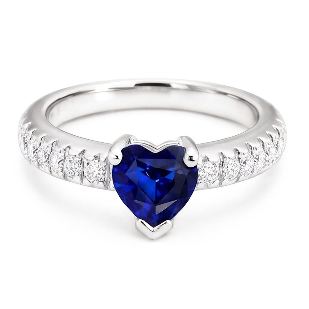 Jubiläums-Edelstein-Ring Herz Saphir mit Natürlicher Diamant ( nicht im Labor gezüchtet )akzenten 2 Karat