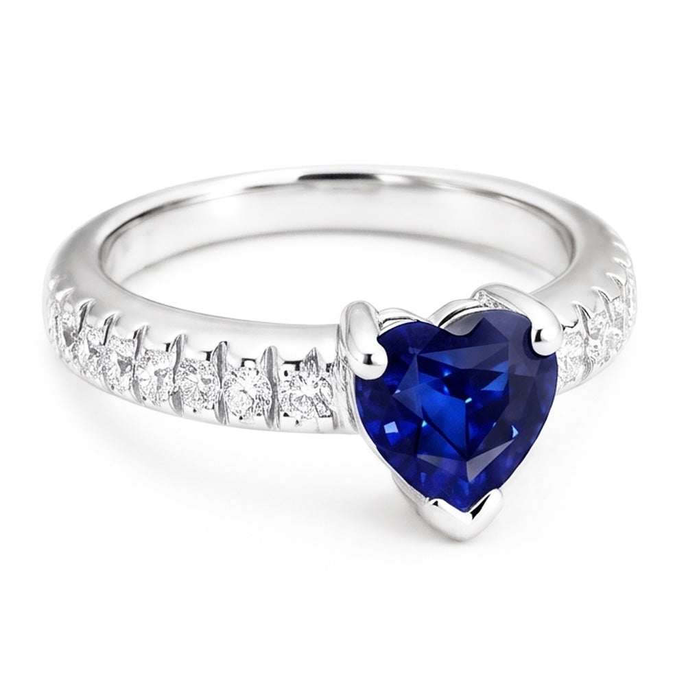 Jubiläums-Edelstein-Ring Herz Saphir mit Natürlicher Diamant ( nicht im Labor gezüchtet )akzenten 2 Karat