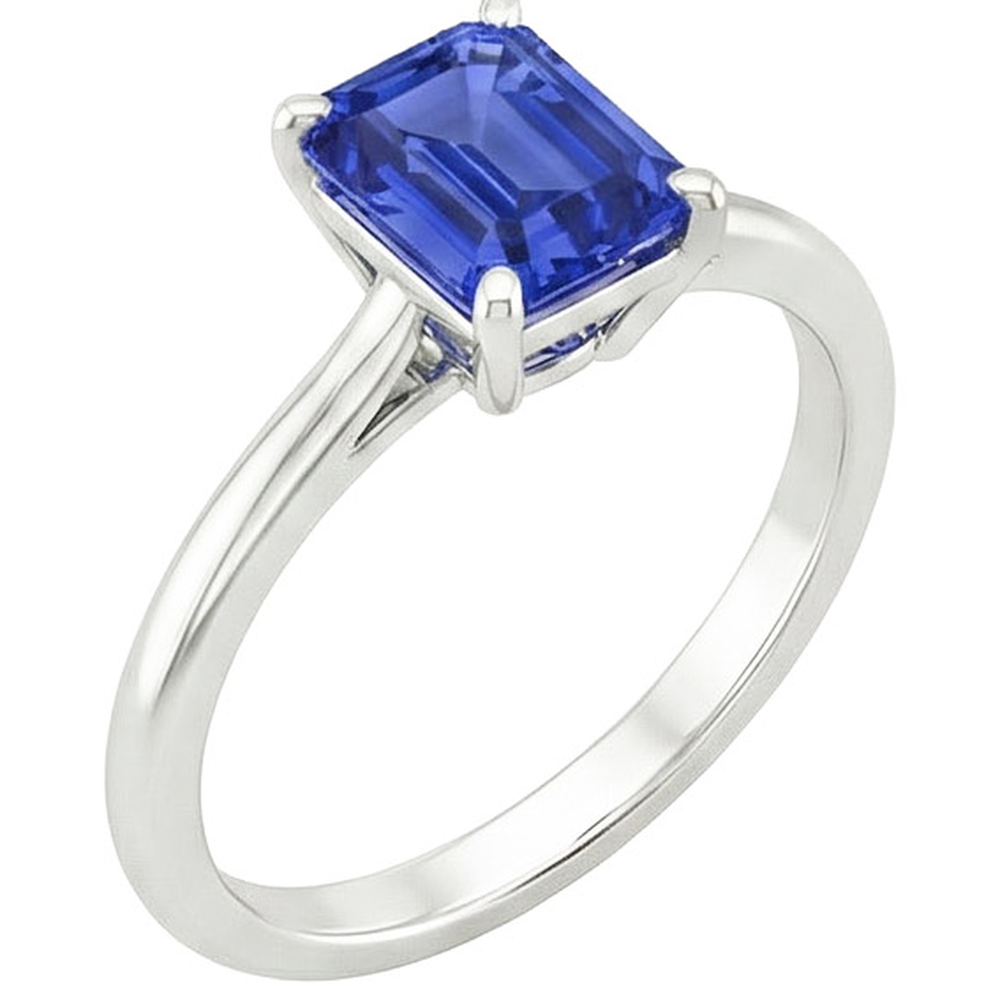Jubiläums-Solitärring Smaragd Ceylon Saphir 3 Karat