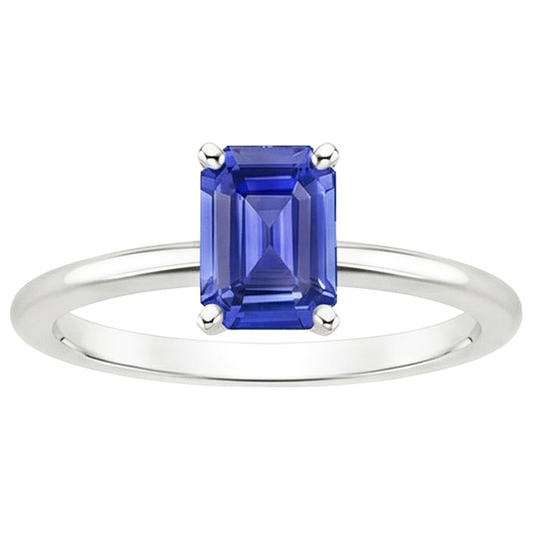 Jubiläums-Solitärring Smaragd Ceylon Saphir 3 Karat