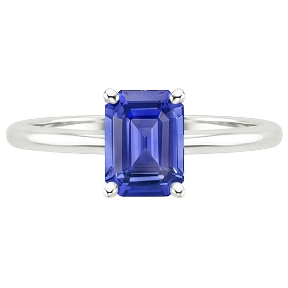 Jubiläums-Solitärring Smaragd Ceylon Saphir 3 Karat