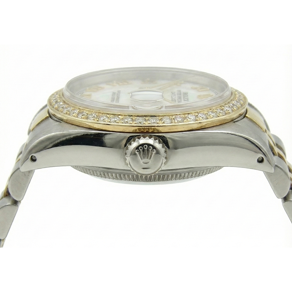 Jubiläumsarmband Edelstahl & Gold römisches Zifferblatt Rolex Date Just Damenuhr