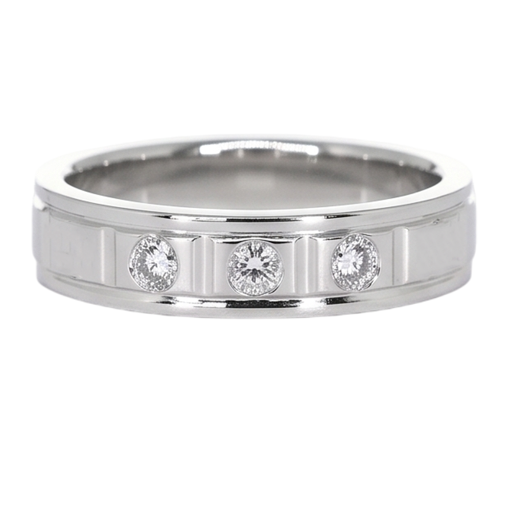 Jubiläumsband 0,75 Karat Runder Natürliche Aus der Erde Abgebauter Natürlicher Diamant Weißgold 14K