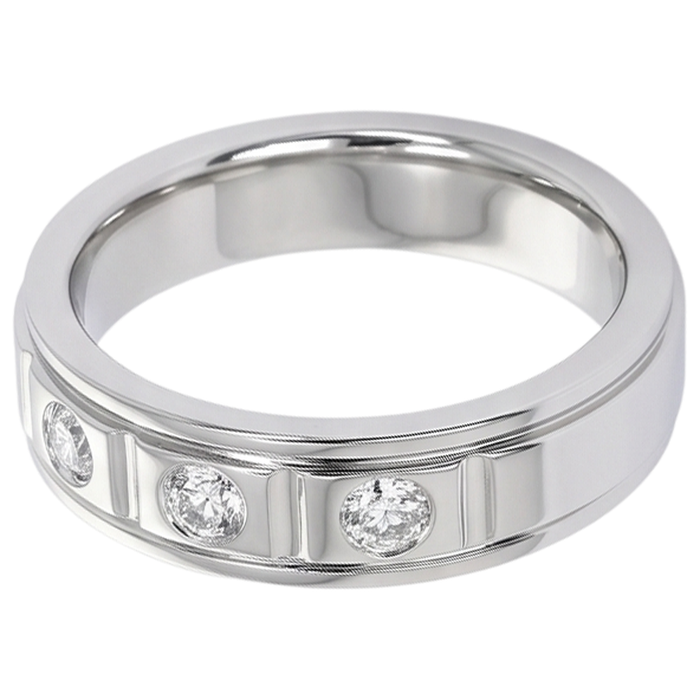 Jubiläumsband 0,75 Karat Runder Natürliche Aus der Erde Abgebauter Natürlicher Diamant Weißgold 14K