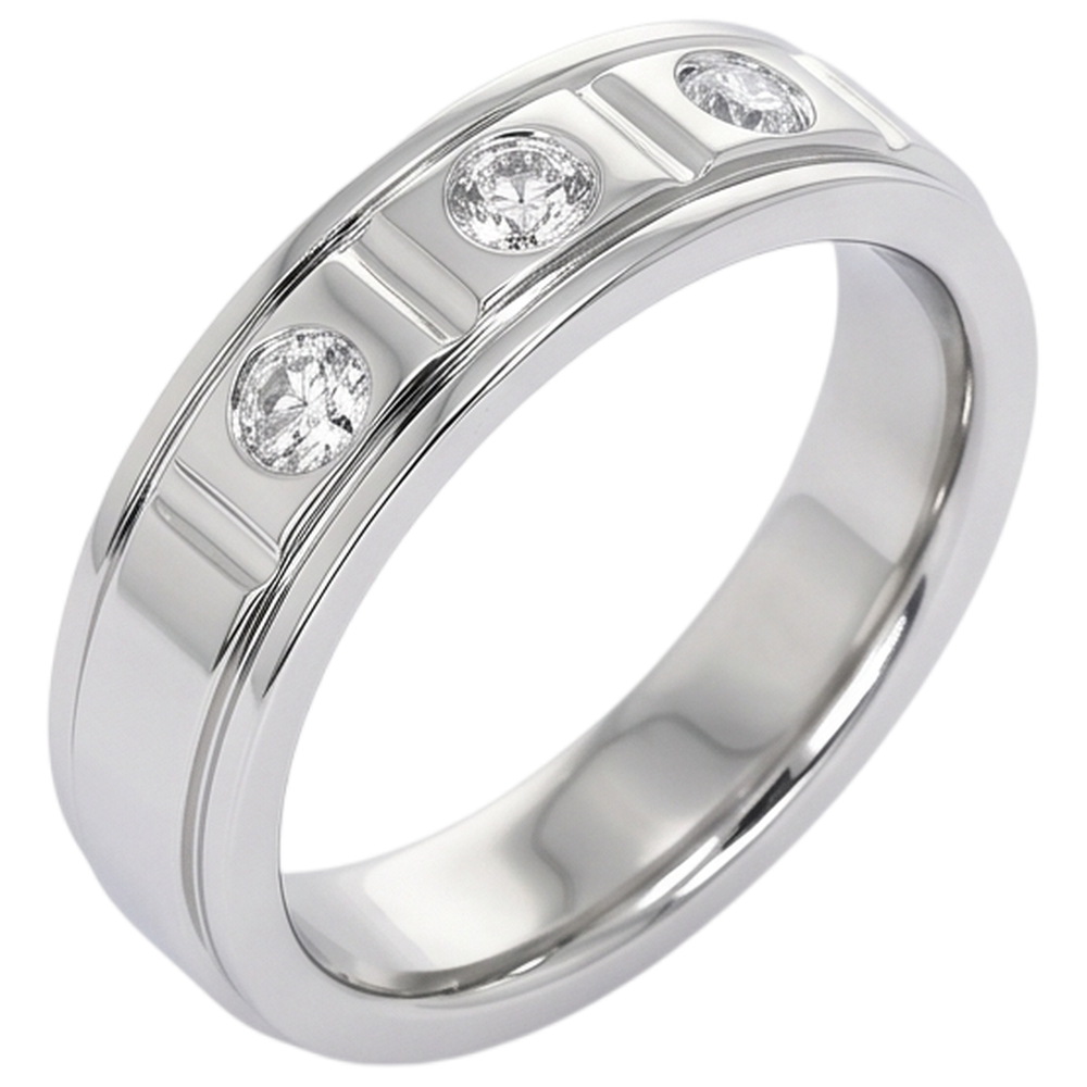 Jubiläumsband 0,75 Karat Runder Natürliche Aus der Erde Abgebauter Natürlicher Diamant Weißgold 14K