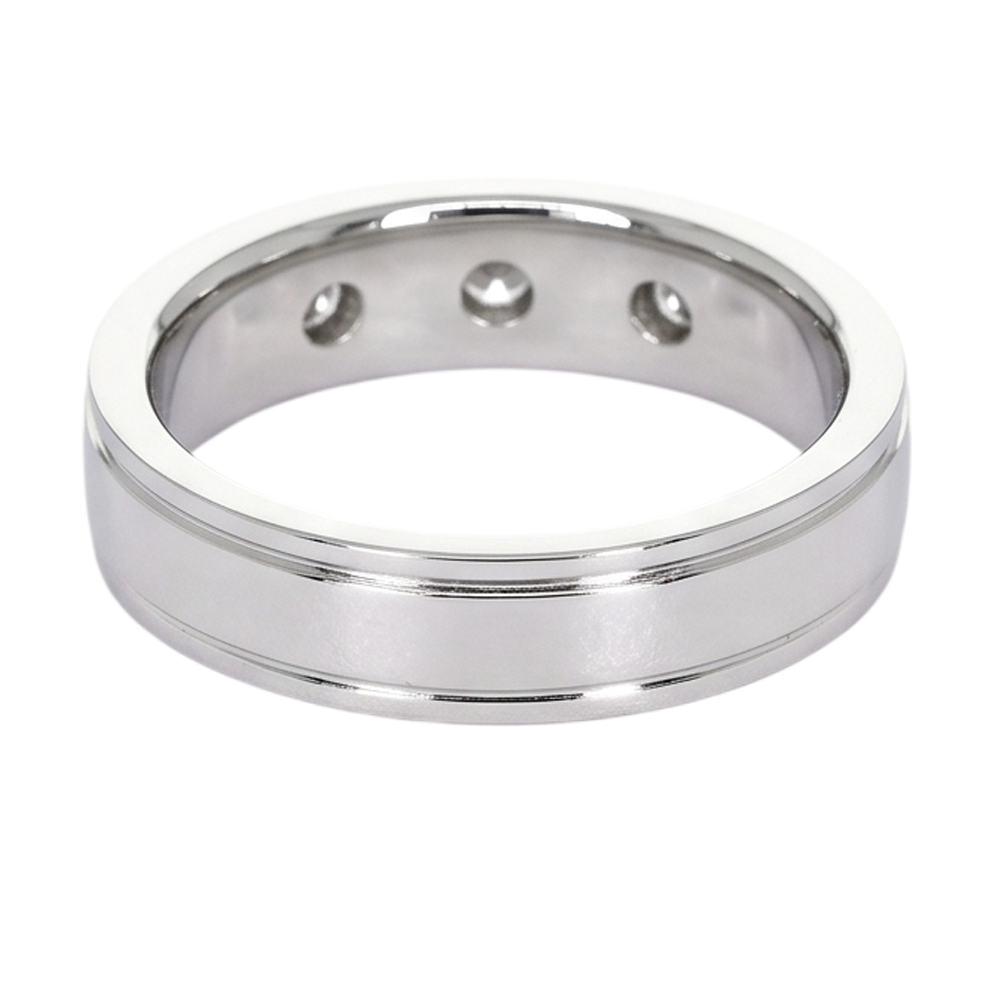 Jubiläumsband 0,75 Karat Runder Natürliche Aus der Erde Abgebauter Natürlicher Diamant Weißgold 14K