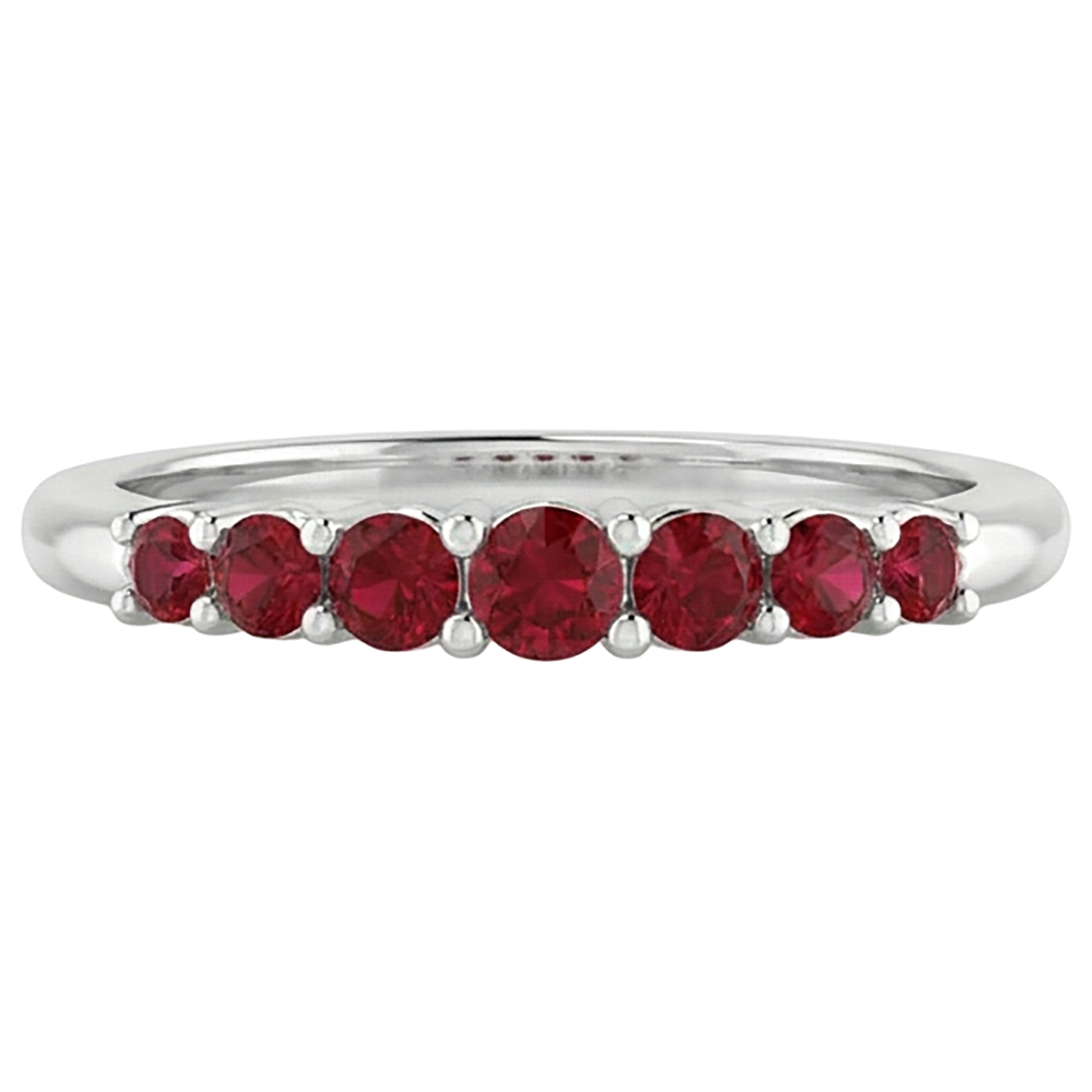 Jubiläumsband Burmesische Rubine 1 Karat 14K Weißgold Schmuck