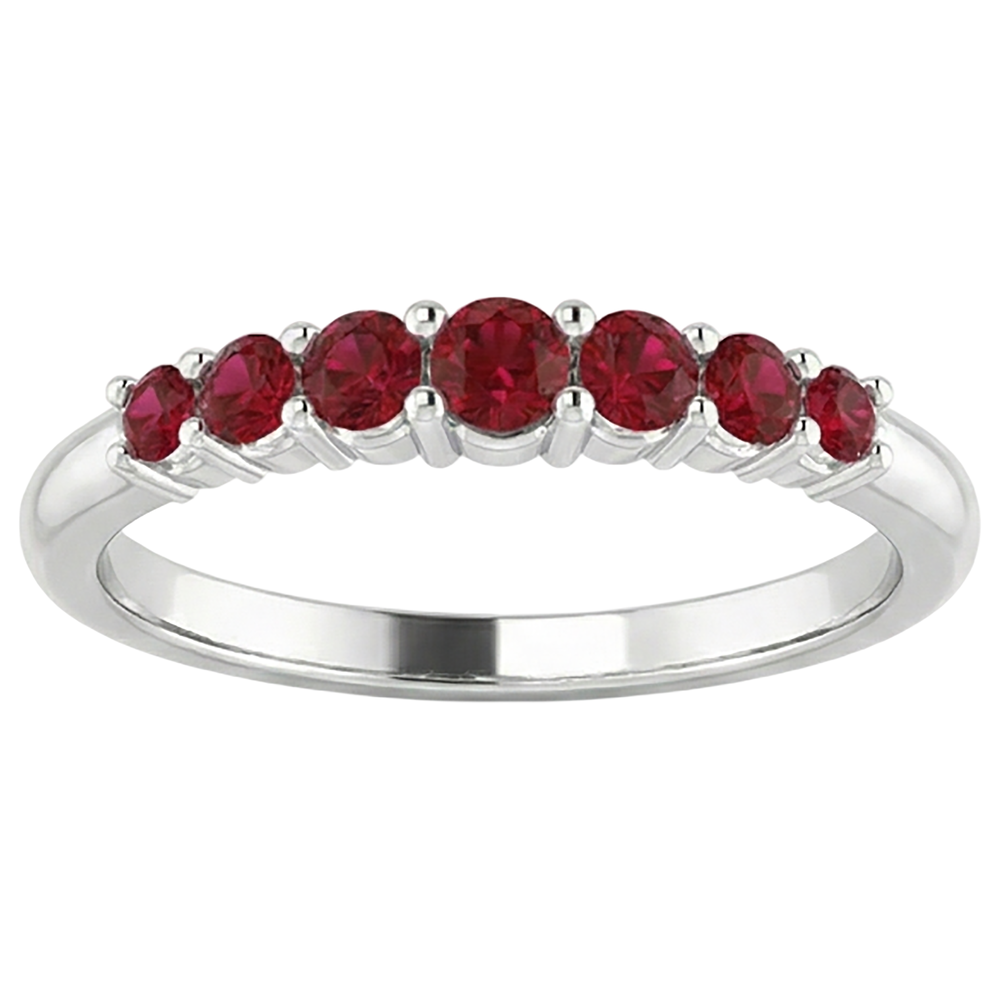 Jubiläumsband Burmesische Rubine 1 Karat 14K Weißgold Schmuck
