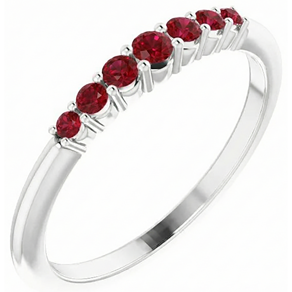 Jubiläumsband Burmesische Rubine 1 Karat 14K Weißgold Schmuck